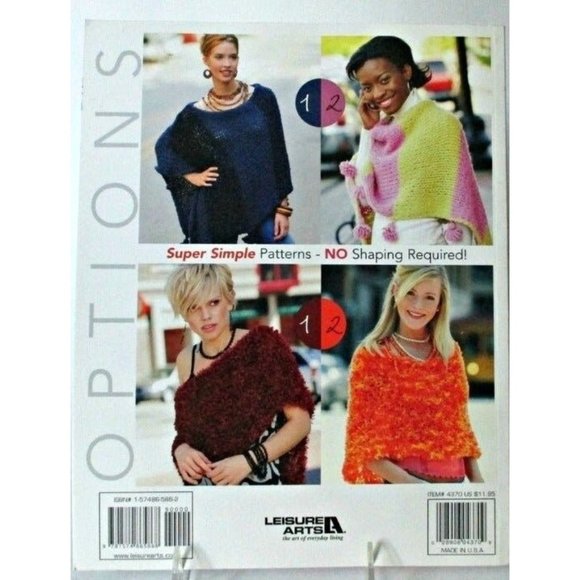 Leisure Arts Option Knitting Book - Ponchos Same Pattern 2 Different Yarns - Picture 2 of 4